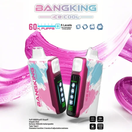 Bang King 60000 拋棄式電子煙｜LED 電量螢幕 × 五檔冰感控制｜大容量續航・多款口味 - 電子煙潮流商城
