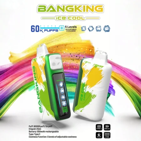 Bang King 60000 拋棄式電子煙｜LED 電量螢幕 × 五檔冰感控制｜大容量續航・多款口味 - 電子煙潮流商城